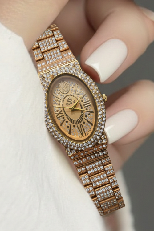 Camelot Gold/Siver Crystal Women’s Watch – Oval Dial Bracelet Style