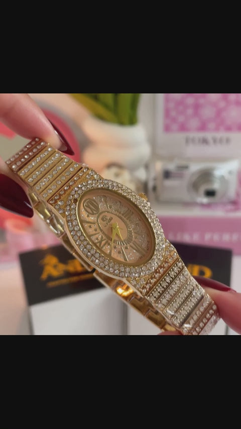 Camelot Gold/Siver Crystal Women’s Watch – Oval Dial Bracelet Style